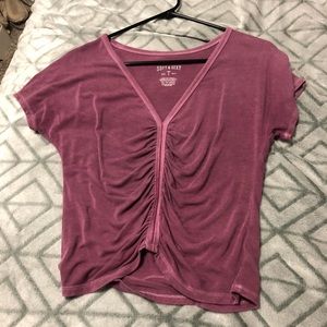 Ruched Front Short Sleeve Shirt